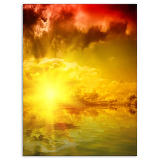 Designart - Red Dramatic Sky with Yellow Sun
